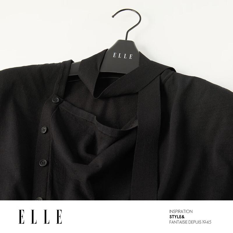 ELLE Черный вязаный топ без рукавов с воланами на воротнике