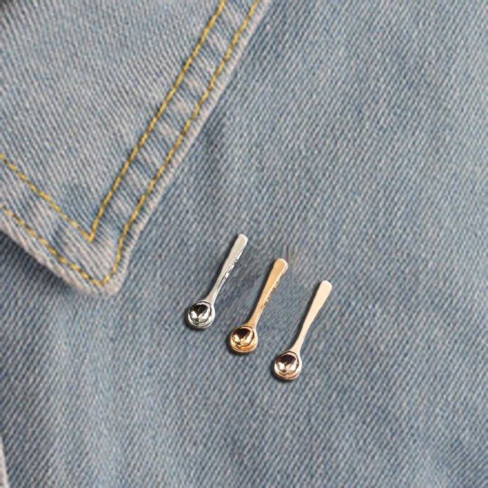 Small Size Spoon Brooch Creative Metal Metal Badges Fashion Coffee Spoon Lapel Pins Coat