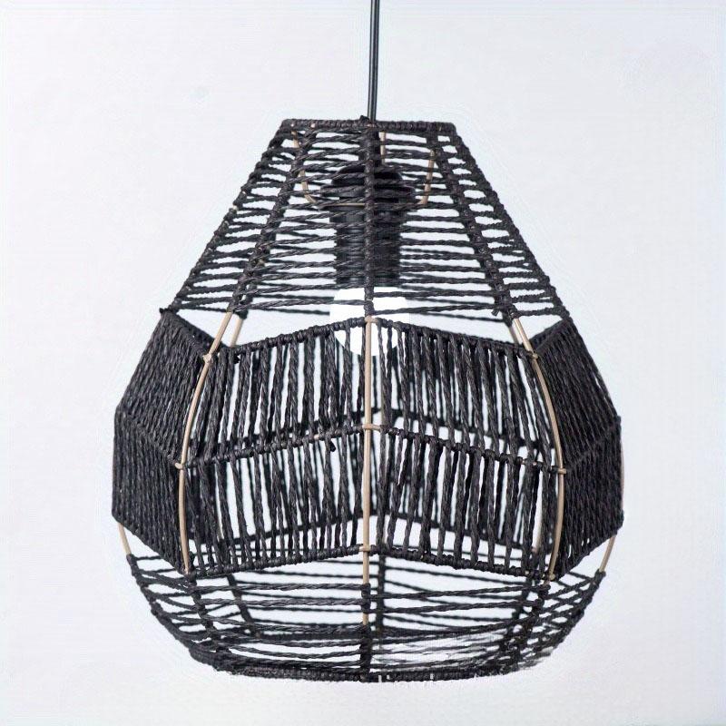 Hand Weave Lampshade Rattan Hanging Lamp Shade Cafe Hotel Light Cover Ceiling Pendant Fixture For Home Restaurant Decors