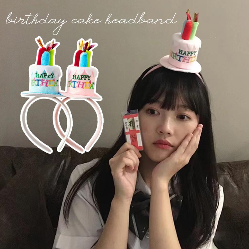 Happy Birthday Cake Candle Headband Children's Birthday Party Decoration Colorful Happy Birthday Cake Head Band Photo Props