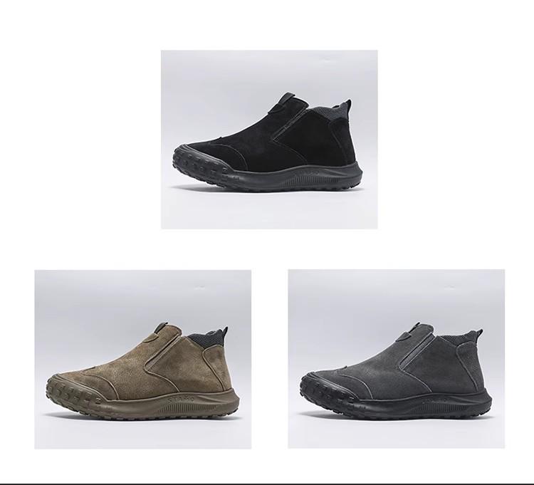 Мужские зимние хлопковые сноубутсы на толстой подошве, теплые короткие ботинки на платформе с подкладкой из плюша, слипоны