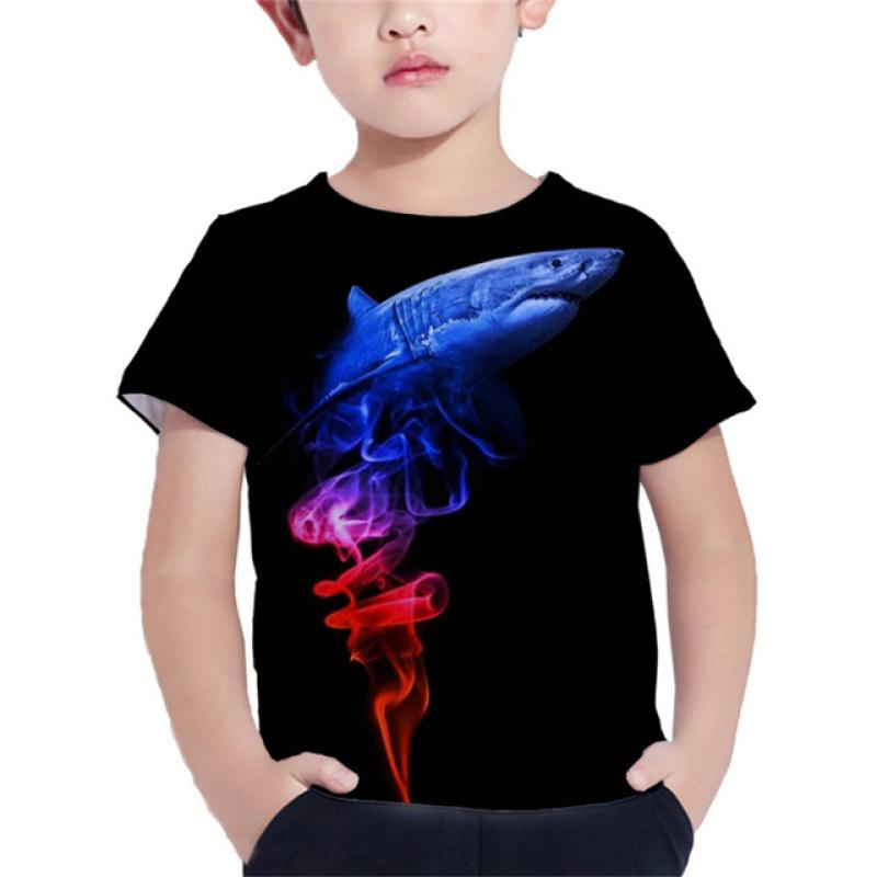 Shark Tshirt Kids Clothes Summer Animals Blue Sea T-Shirt For Boy Tee Shirt Children Top 2023 Short Sleeve 3d Print Girls Tees