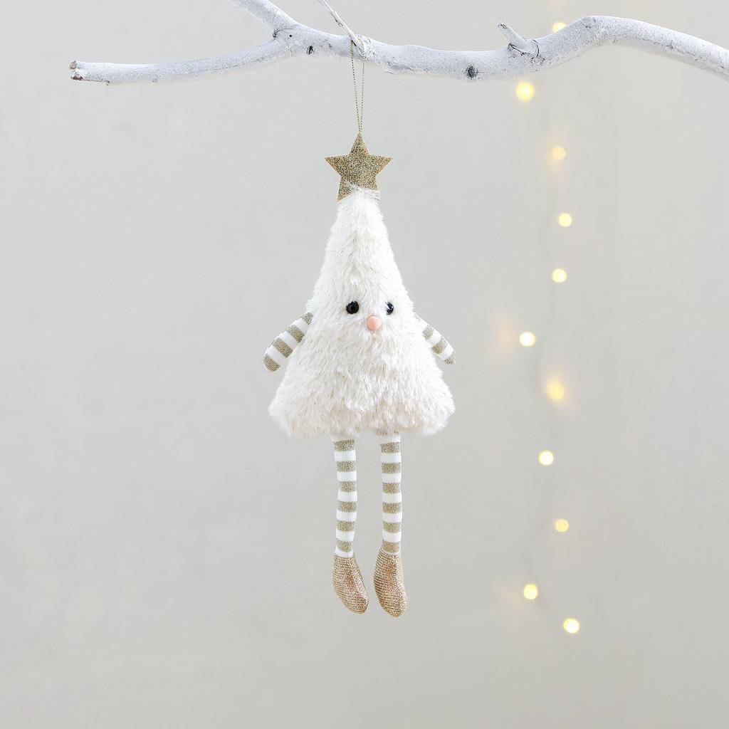 Милый плюшевый кулон в виде рождественской елки Рождественский декор Подвесная кукла с болтающимися ногами Подвесное украшение Праздничная вечеринка Рождественские украшения