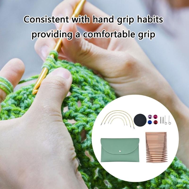 Набор из 13 пар сменных спиц 3 мм-10 мм с чехлом Алюминиевые круговые спицы для начинающего вязальщика