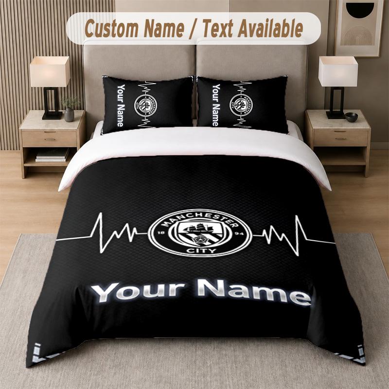 Manchester City Design Bedding Set Custom Text 1 Duvet Cover & 2 Pillow Cases