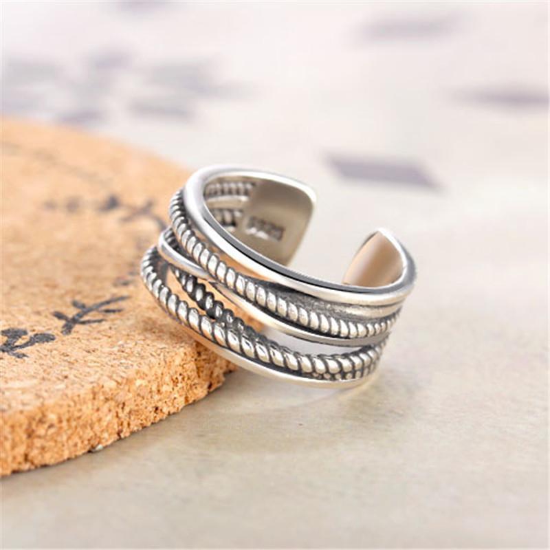 Vintage Design 925 Silver Ring Luxury Brand Cross Twisted Wire Weaving Rings For Women /Men Drop Shipping