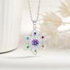 Wind Hollow Floral Pendant with New Sheen Circular Purple Edge Colorful Lotus Necklace