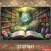 2D Сказочный Баннер Сад Книг, Открытая Книга с Искусством Зачарованного Леса
