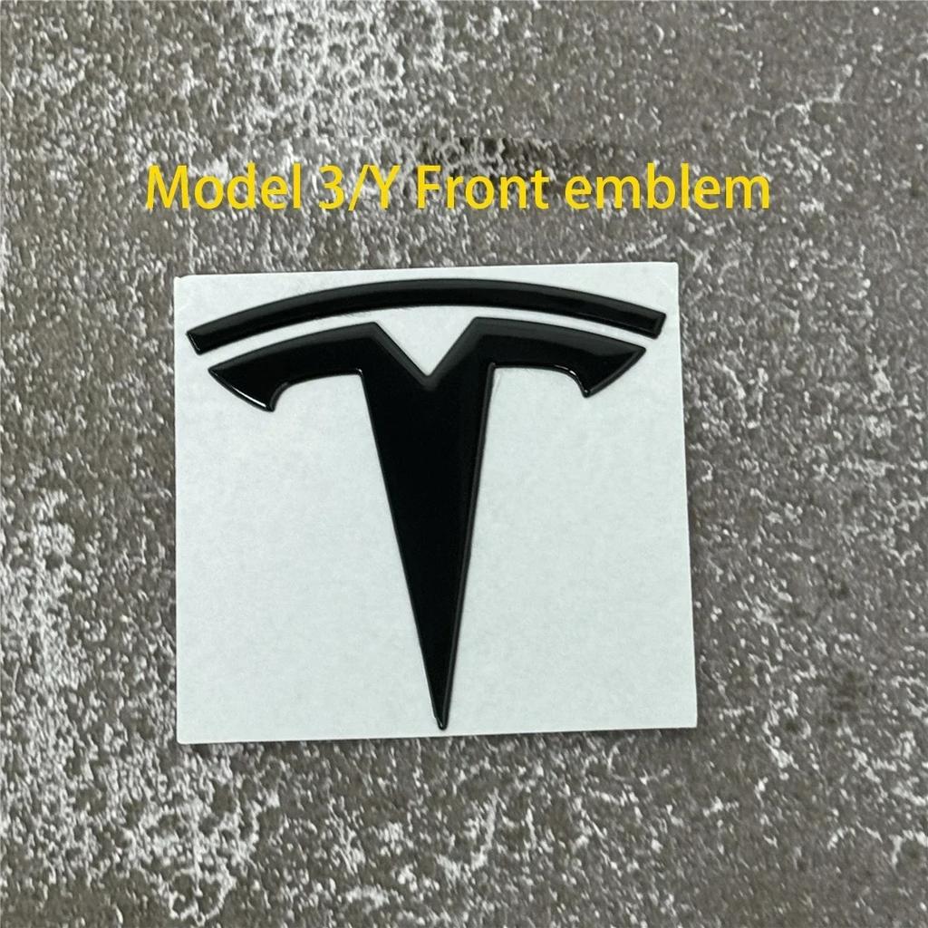 EPYFH1 Front Bumper or Rear Trunk Logo for Tesla Replacement Kit Model 3/Y - Metal Blackened Logo Emblem Car Exterior Decoration Parts