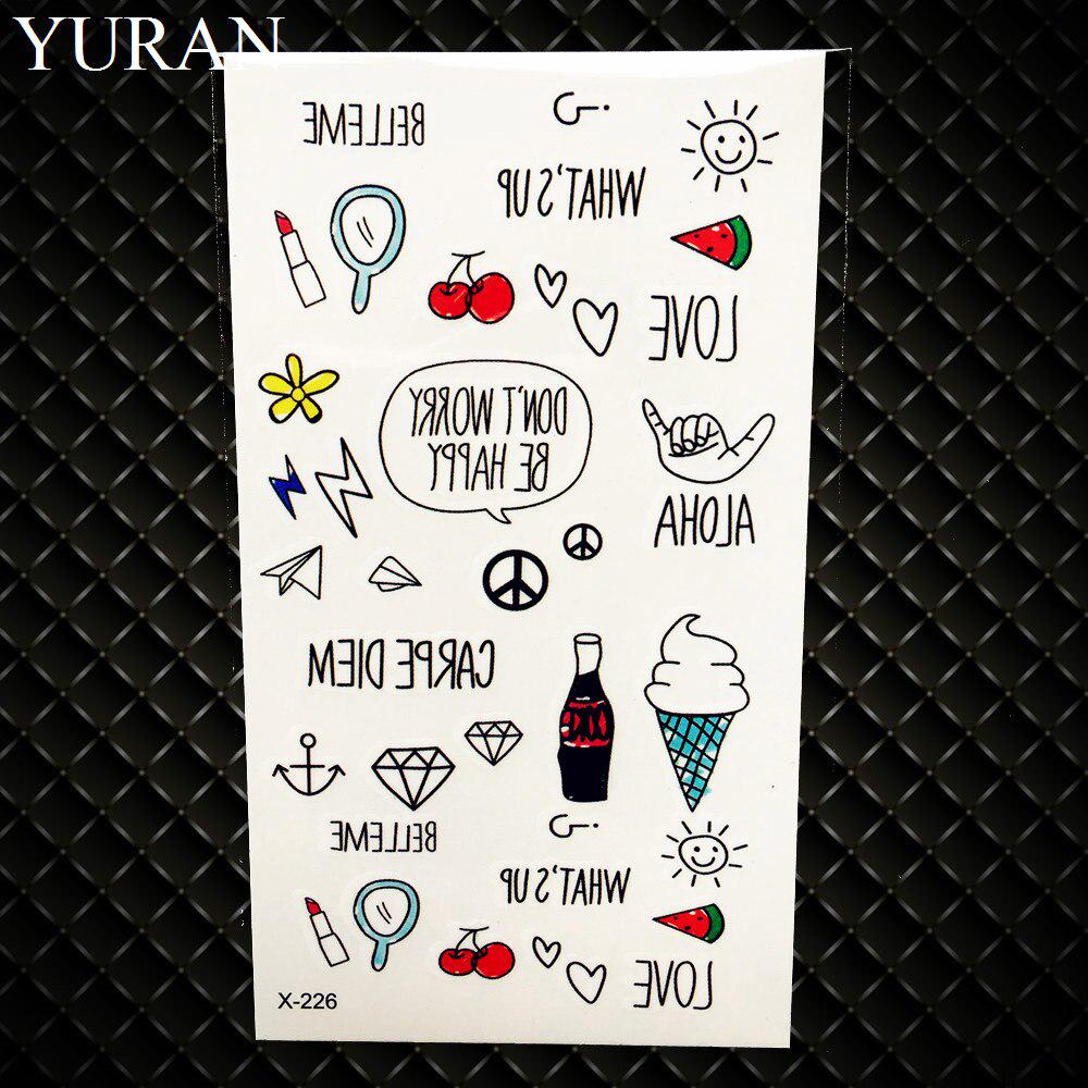 1PC Sexy Feather Words Black Letter Temporary Tattoo Body Art Drawings Sticker Hand Tatoo Childrens