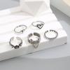 1 Set Women Ring Heart Shape Chain Decor Opening Design Metal Finger Ring Dates Parties Jewelry Accessory