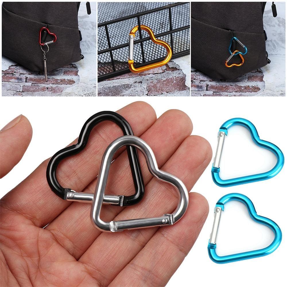 Tool Water Bottle Hanging Keyring Hook Keychain Clip Aluminum Carabiner Heart-shaped Buckles