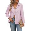 Осень Свободные Повседневные Блузки и Рубашки в Полоску с Длинным Рукавом для Женщин