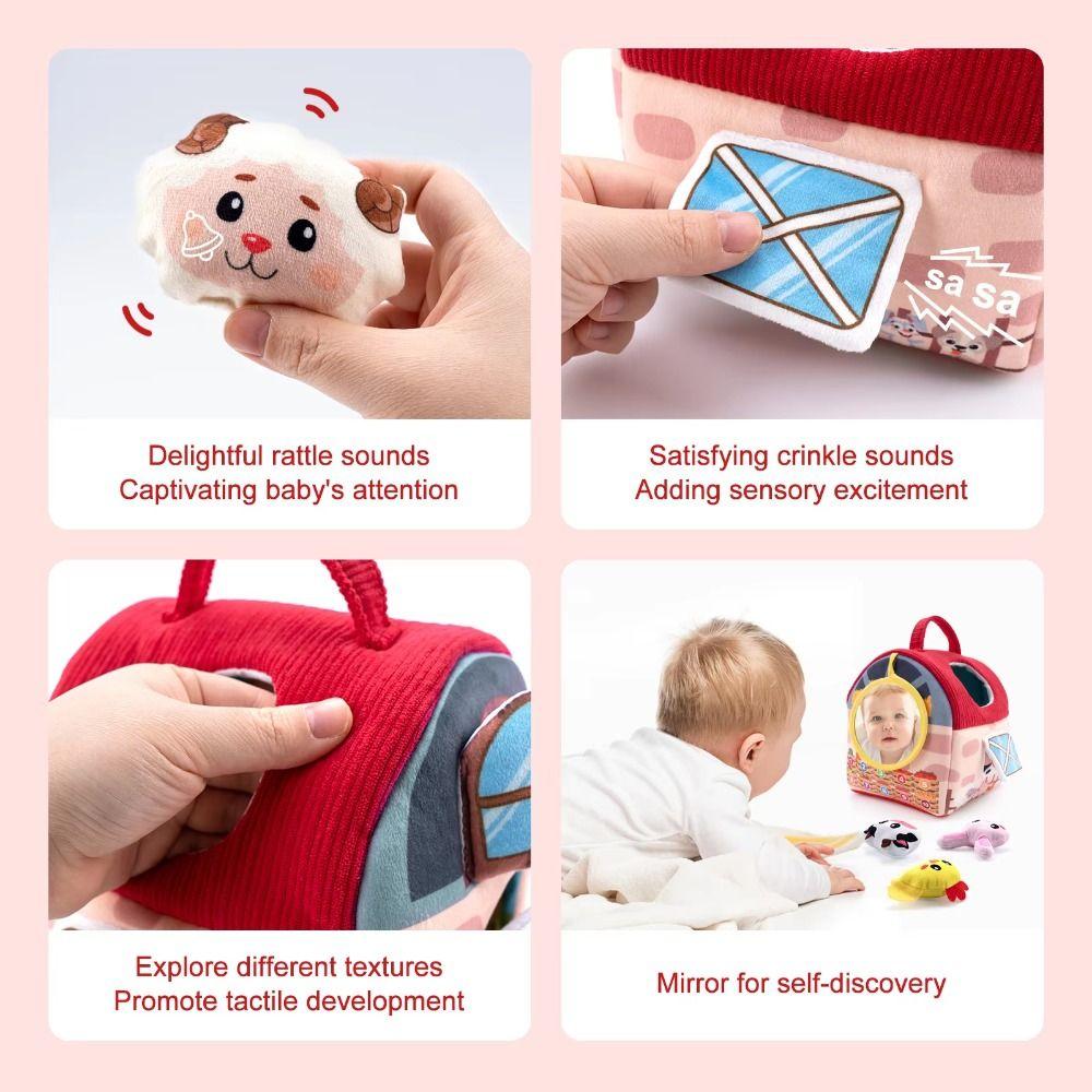 Cute Baby Soft Plush Animals with Sound Animals Cognition Doll Farm Animals House Set Boys Girls