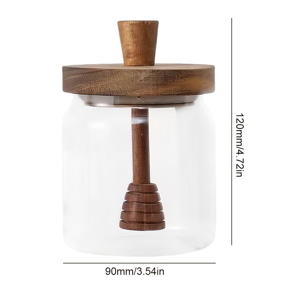 Стеклянная банка для меда с палочкой-ковшиком и крышкой 18 унций Широкогорлая емкость для меда Стеклянный горшочек для меда Контейнер для меда Подставка