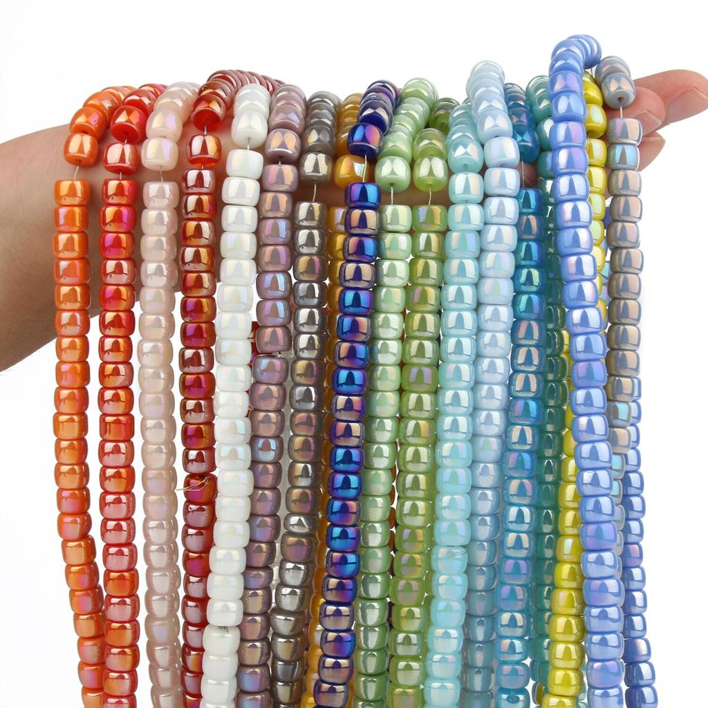 Natural AB Color Glass Crystal Multicolor Cylinder Beads For Handmade Diy Bracelet Jewelry 8x6mm