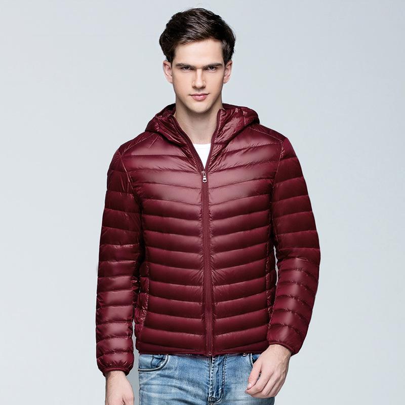 Легкий пуховик, мужской короткий пуховик с капюшоном, зимняя мужская куртка на белом утином пуху, супер легкий пуховик, мужская одежда