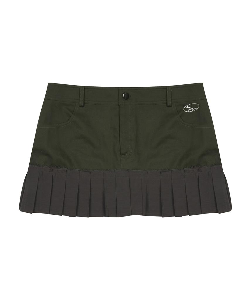 Love Is True Curved L Pleats Skirt(Khaki)