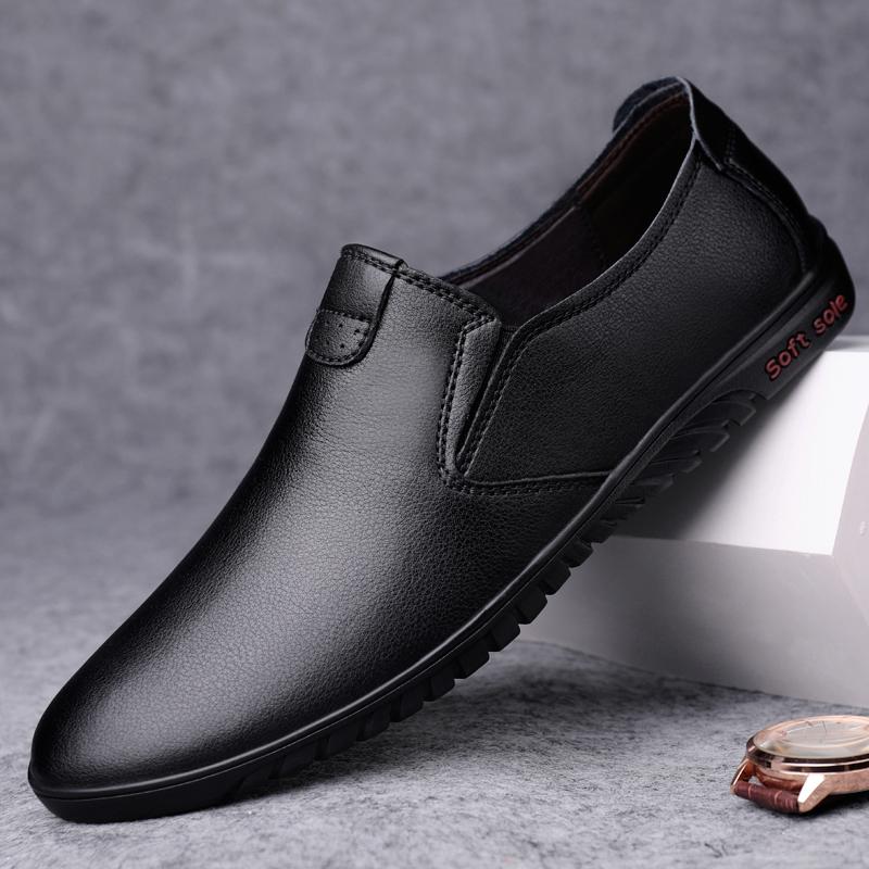 Fashion Fashion Men's Casual Shoes Genuine Leather Men Slip-on Flats Light Comfortable Driving Loafers Moccasins Men Party Wedding Shoes