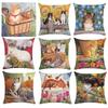 Cute Kitten Pillowcase Funny Cat Painting Throw for Bed Sofa Living Room