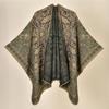 Shawl Imitation Cashmere Knitted Scarf Split Fork Oil Painting Cape Cloak Outside