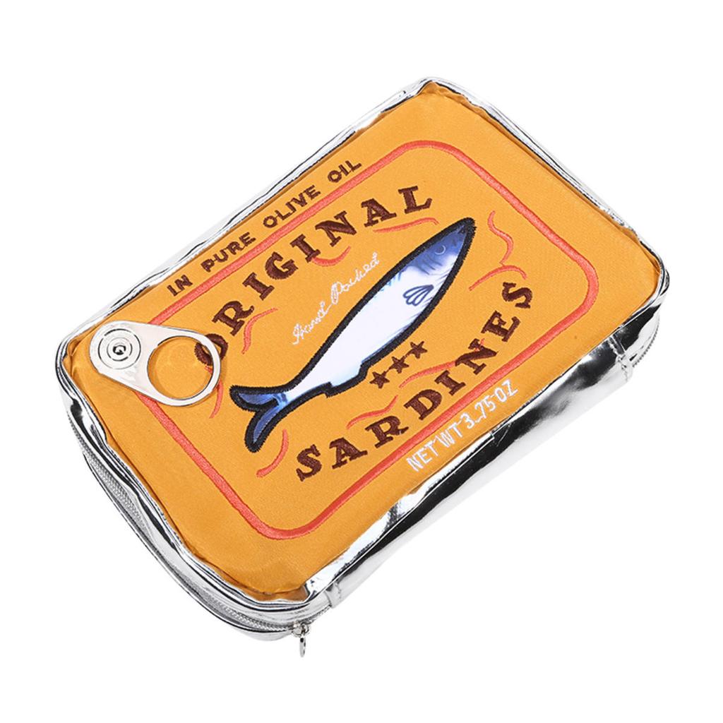 Funny Canned Sardines Makeup Bag for Lipstick Powder Hand Cream Creative Cosmetic Bag Travel Portable Zipper Bag