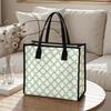 Green Pattern Tote Bag Large Portable Casual Daily Shoulder Handbag For Shopping