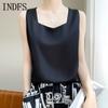 INDFS Women's Fashion Casual Summer Spring Solid Color Print Sleeveless V-Neck Blouses & Shirts