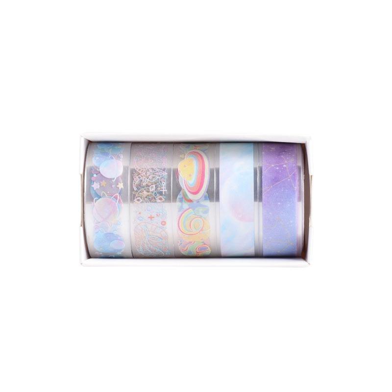 5Rolls Transparent Decorative Tape Pet Waterproof Self-Adhesive Flower Daisy Pattern Decorative Masking Tape Diy Decorative Tape