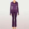 Popular women's fashion leopard print thumb button slightly flared long-sleeve two-piece set popular in Europe and America