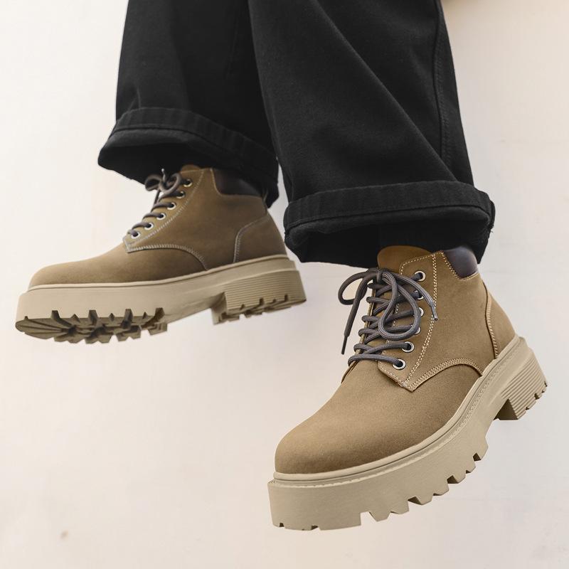 Ботинки Мартин мужские осенние в британском стиле ретро ботинки из ревеня увеличивающие рост повседневные на толстой подошве высокие берцы рабочие ботинки 66591-J