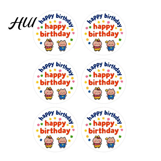 Kids Birthday Sticker Decorations 6Pcs Happy Thank You Set Cute Party Decals for Kindergarten Diary Stickers Gift Wrapping Cards Crafts Colorful
