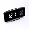 Living Room Curved Screen LED Mirror Digital Temperature and Humidity Electronic Clock Home Desktop Sleeping Alarm Clock Bedside Clock Gift