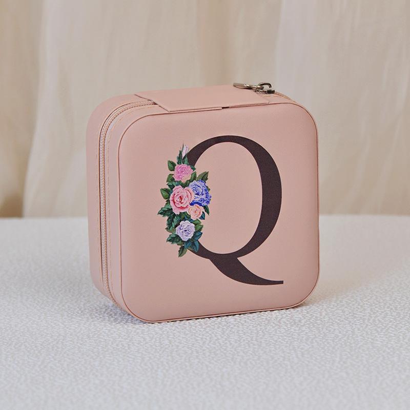 1PC Jewelry Boxes for Wedding Party Black Alphabet Personalized Pink Gift Box Jewellery Holder Jewelry Organizer Case