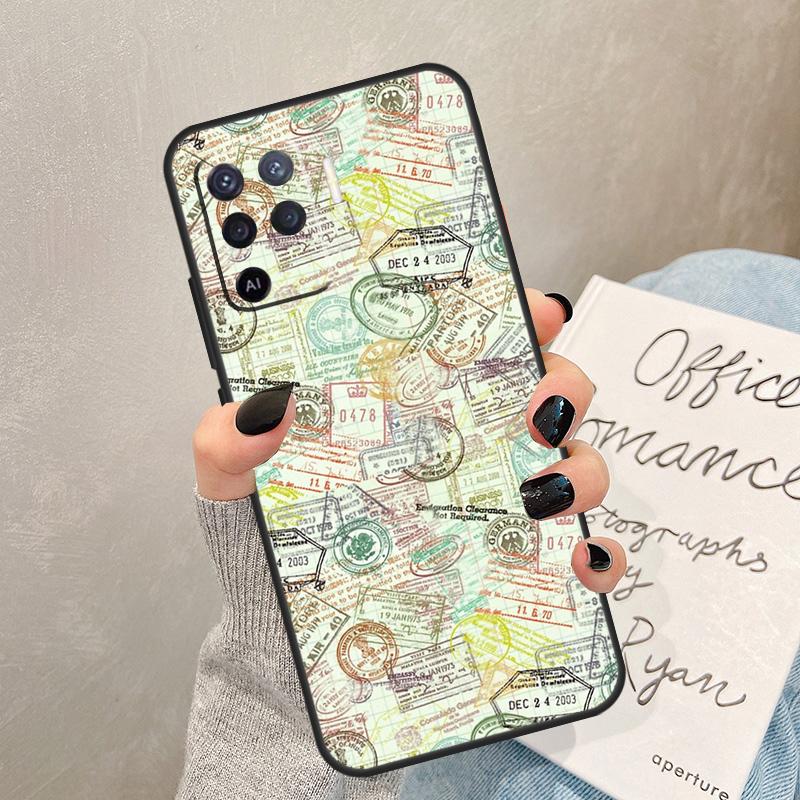 Passport Travel Stamps Case For Oppo A5 Pro A15 A17 A57 A77 A94 A74 A54 A16 A76 A96 A40 A60 A80 A18 A38 A58 A78 A98