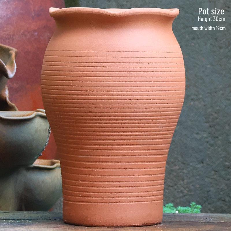 Handmade Red Clay Pot for Succulents & Flowers - Tall, Wide Mouth Ceramic Planter for Hydrangeas, Roses, and Pothos