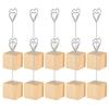 10Pcs Photo Holder Note Message Card Picture Metal Clip Stand Solid Wood Base Craft