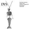 Mysterious Oceanic Gothic Pendant Skull Mermaid Skeleton Necklace, Dark Fantasy Jewelry Edgy Style Accessories for Women, Creative Spooky Accessory,