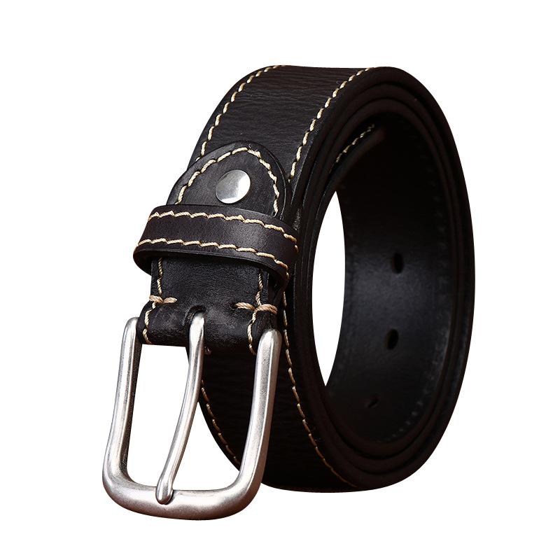 Мужской ремень в стиле ретро, первый слой из воловьей кожи, модный универсальный повседневный джинсовый ремень, мужской ремень