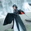 Черный китайский стиль династии Вэй Цзинь, женский костюм Hanfu, китайская одежда, сказочный повседневный костюм