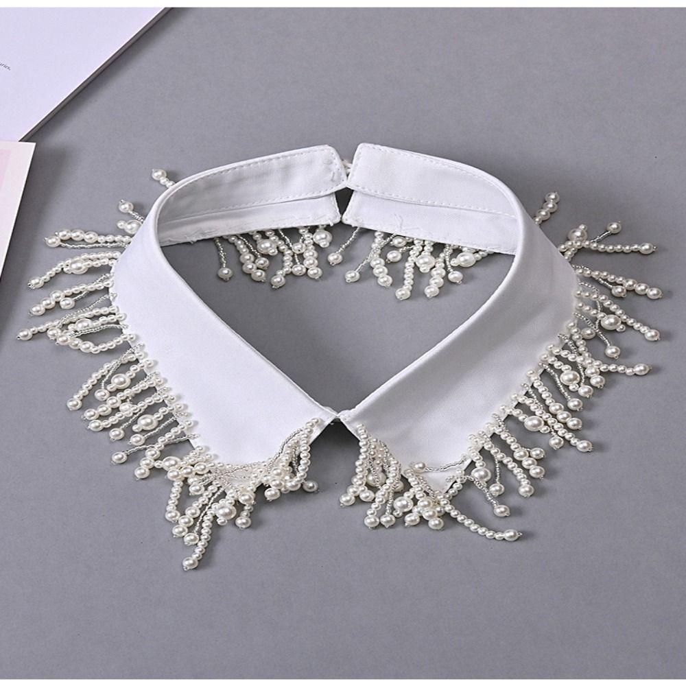 Shirt Detachable Collar Neckline White Black False Collar Fashion Pearl Fake Collar Women
