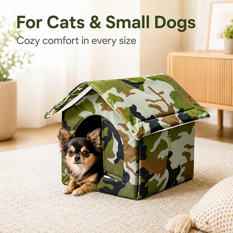 Foldable Outdoor Cat House Aluminum Foil Thermal Insulation Waterproof Camouflage Pet Shelter Winter Warm House