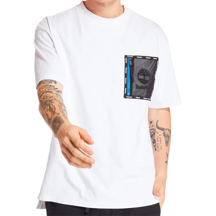 Timberland T-Shirts Men's White Crew Neck Moderate Straight Fit (Unisex) T-Shirts A22SN100