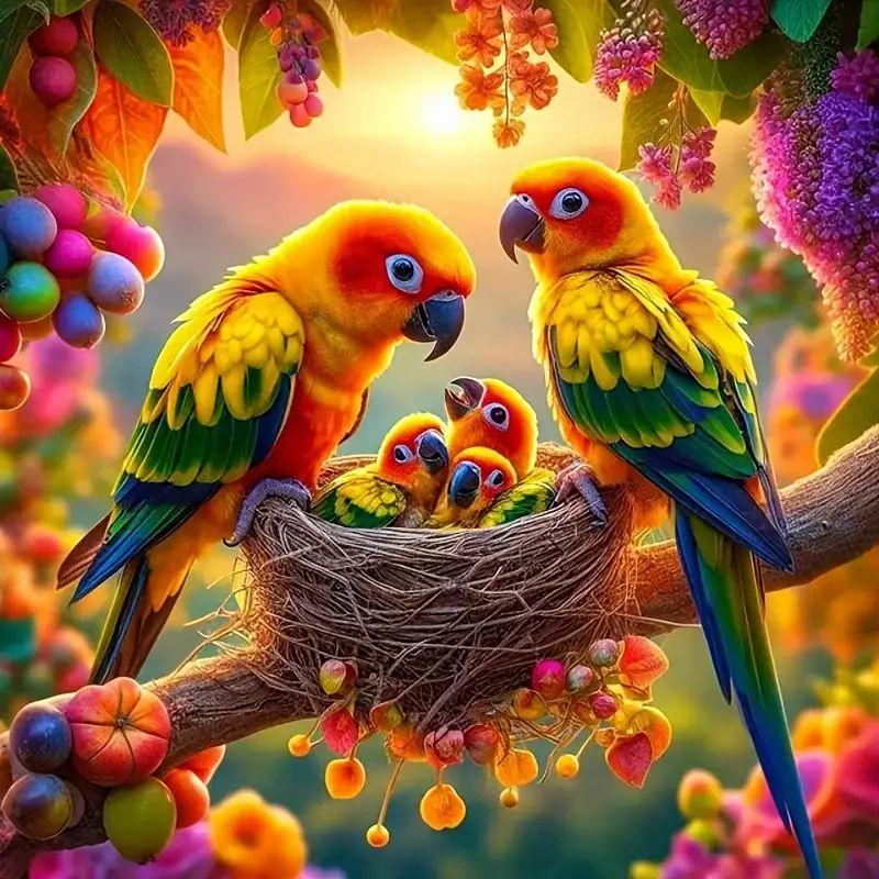 Full Diamond Painting "Animal Bird Flower" Resin Drill Embroidery 5D Diy Diamond Painting Handmade Gift