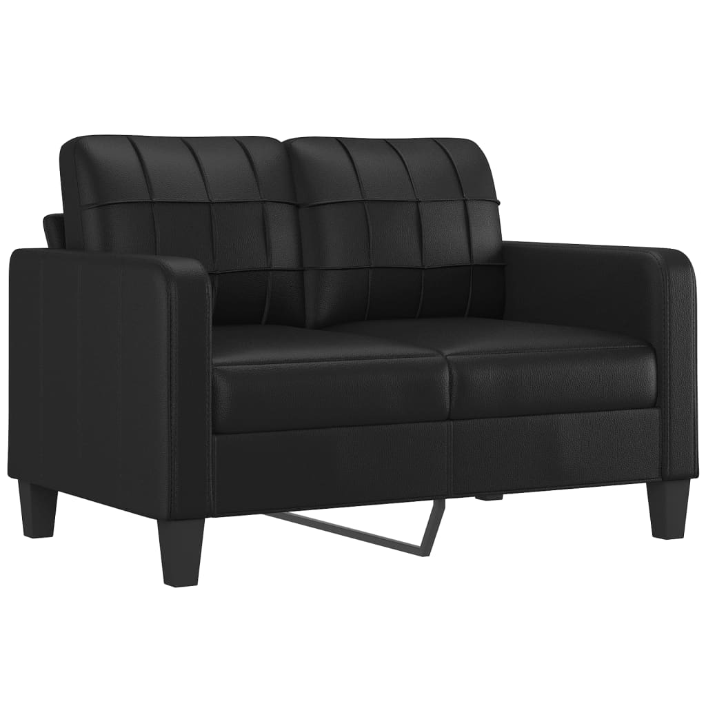 Vidaxl 2-Osobowa Sofa Z Poduszkami, Czarna, 120 Cm, Sztuczna Skóra