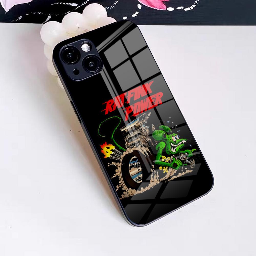 Забавный чехол для телефона Rat Fink для IPhone 17 Pro Max 16 15 14 Pro Max 13 11 X Xs Xr 8 7Plus Стеклянная крышка