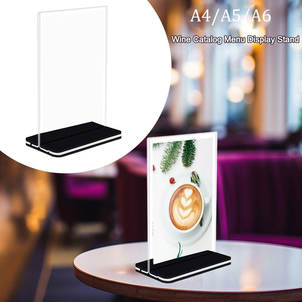 Acrylic Panel Wine Catalog Menu Display Stand Vertical Double Sided Table Card Sign Holder Transparent Desktop Ornament