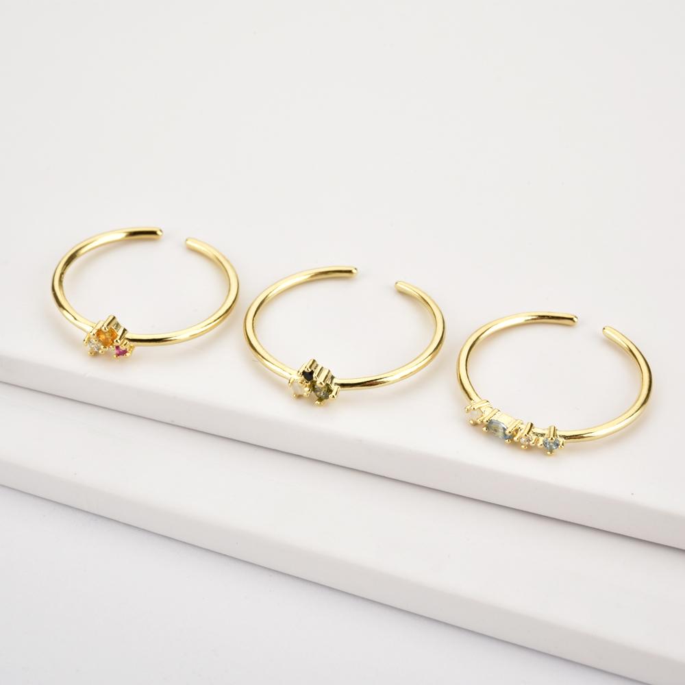 Стерлингового Серебра 925 пробы, три циркона, красочные кольца изменяемого размера, летняя коллекция, роскошные радужные тонкие круглые украшения для вечеринки