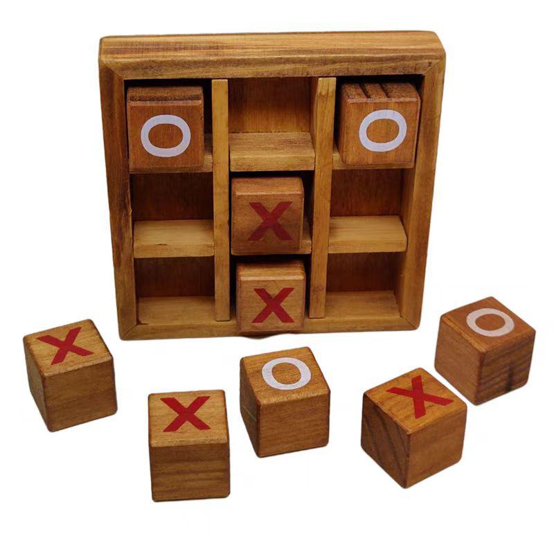 Деревянная игра Крестики-нолики XO Шахматы IQ Логические игрушки Взаимодействие родитель-ребенок Party Spiele Juegos De Mesas Para Toda La Familia