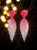 Luxurious Valentine's Shiny Diamond Heart Tassel Earrings for Women - Fashion Peach Heart Studs.